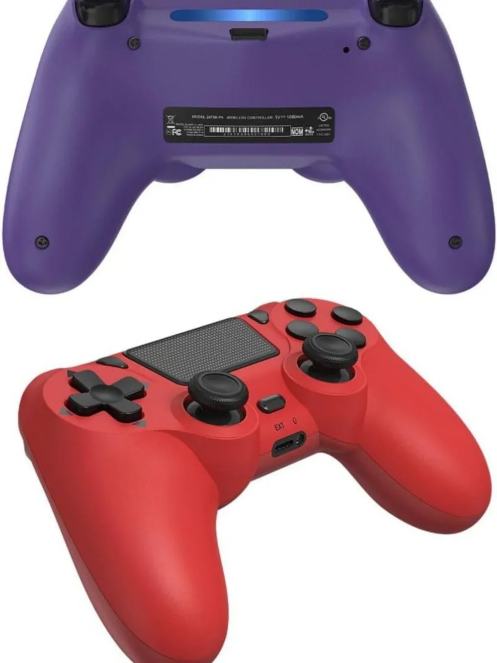 2 Pack Wireless Game Controllers for PS4/Pro/Slim - Purple & Red Bundle